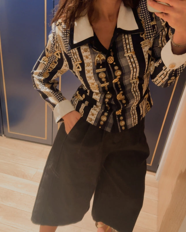 Chemise Vintage Motifs Baroques – Taille Unique – Pièce Unique