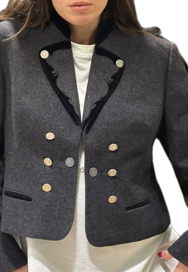 Blazer vintage en laine grise – Taille 38
