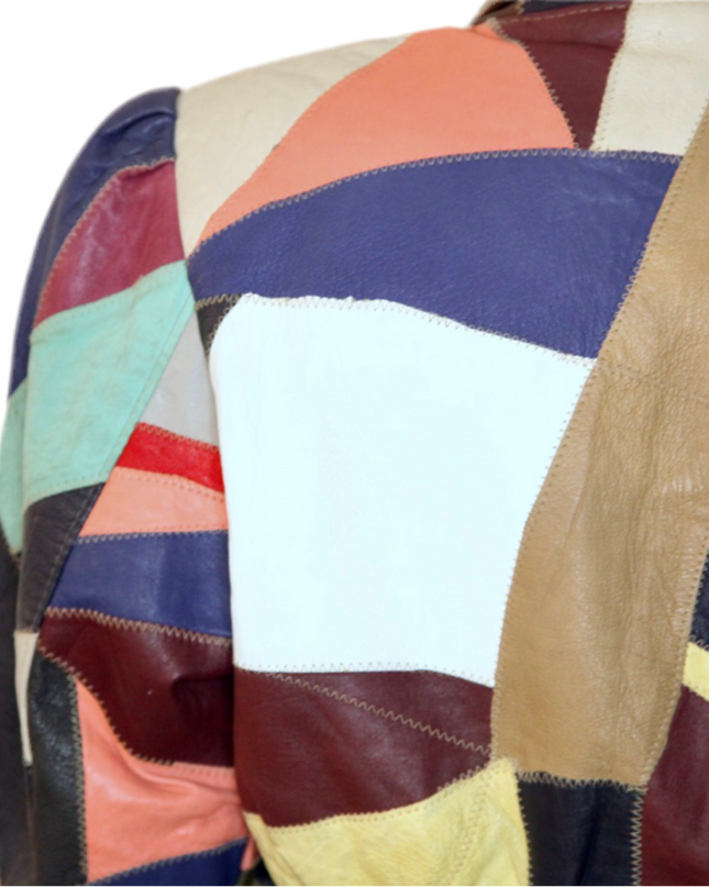 BLOUSON EN CUIR PATCHWORK