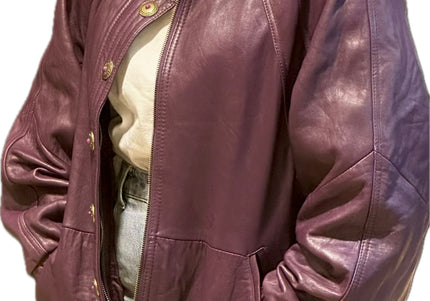 BLOUSON EN CUIR VINTAGE VIOLET