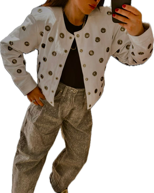VESTE EN CUIR ŒILLET