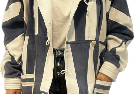VESTE EN CUIR&DAIM PATCHWORK