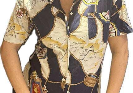 Chemisier Gucci vintage customisé – Motif marin (Taille unique)