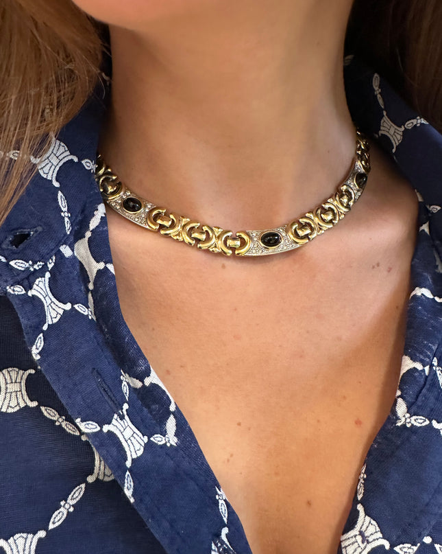Collier vintage doré – Mailles sculptées