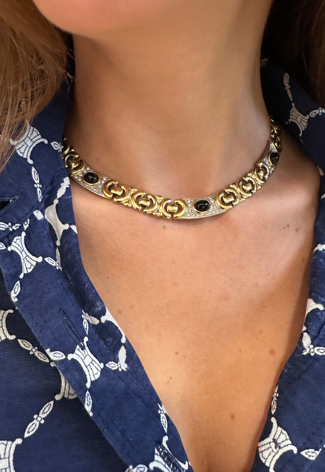 Collier vintage doré – Mailles sculptées