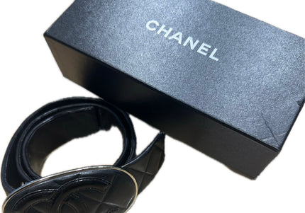 Ceinture Chanel vintage – Noir, réglable, taille 85
