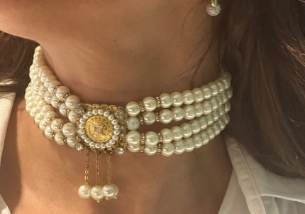 Ras de cou Ras de Cou Vintage – Bouton Céline & Perles