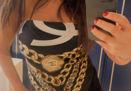 Foulard en soie vintage Chanel – Motif chaînes iconiques