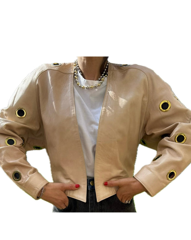 VESTE EN CUIR ŒILLETS