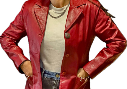 BLAZER EN CUIR ROUGE