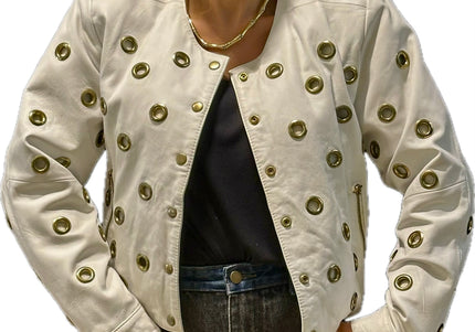 VESTE EN CUIR ŒILLET