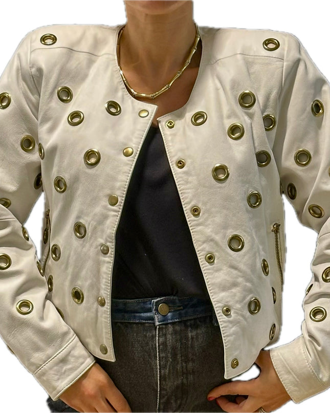 VESTE EN CUIR ŒILLET