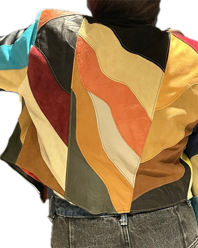 VESTE PATCHWORK EN CUIR & DAIM