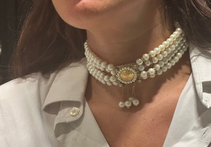 Ras de cou Ras de Cou Vintage – Bouton Céline & Perles