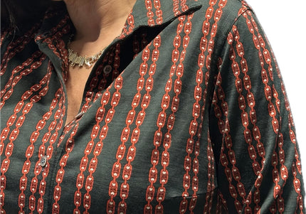 Chemise Céline Vintage en coton – Logo Triomphe rouge – Taille 38