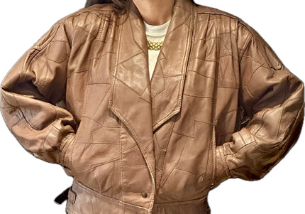 BLOUSON EN CUIR PATCHWORK