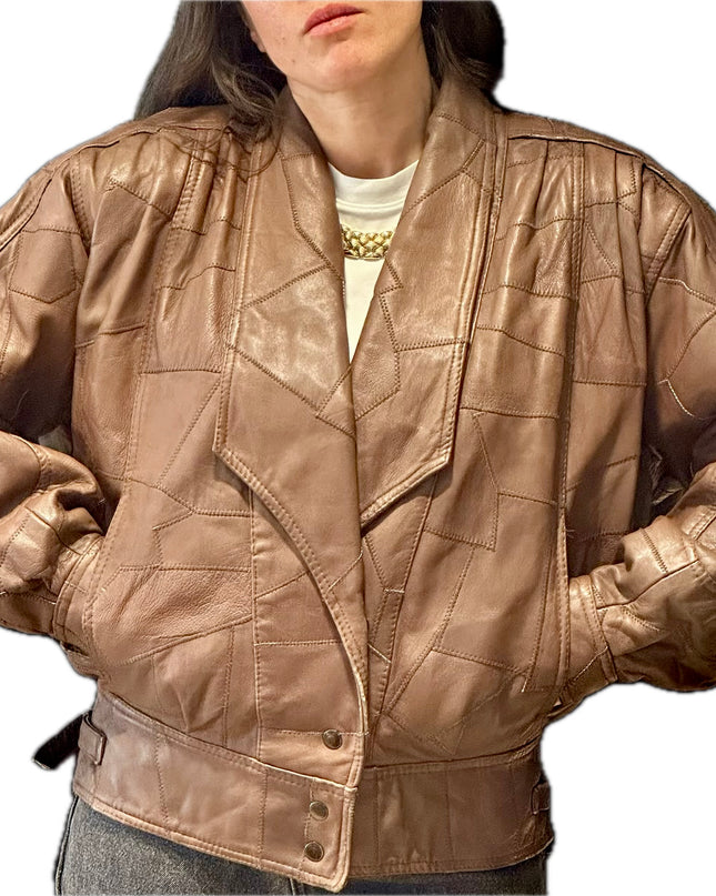 BLOUSON EN CUIR PATCHWORK