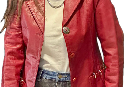 BLAZER EN CUIR ROUGE