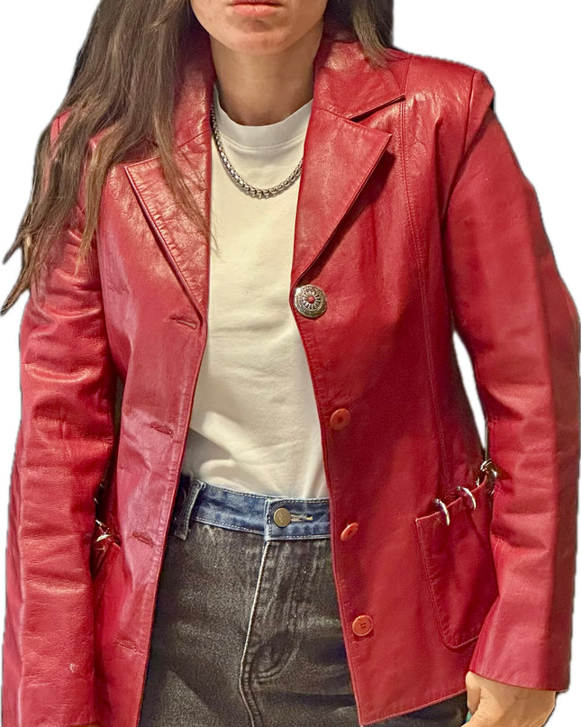 BLAZER EN CUIR ROUGE