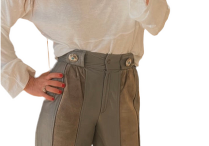 PANTALON EN CUIR ET DAIM