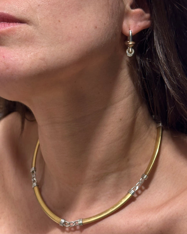 Collier Vintage Bicolore Doré & Argenté – Esprit Minimal Chic – Pièce Unique