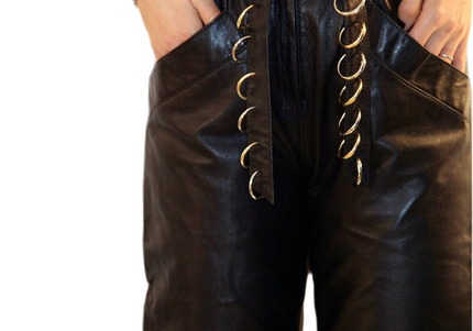 PANTALON EN CUIR VINTAGE ANNEAUX