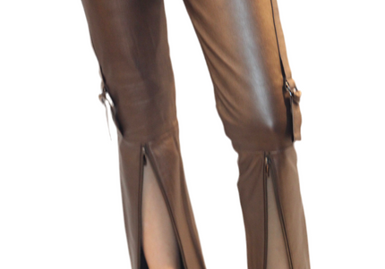 PANTALON EN CUIR MÉTALLISÉ VINTAGE « DAISY »