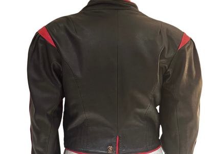 BLAZER CUIR ROUGE ET NOIR