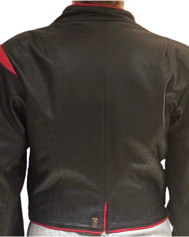 BLAZER CUIR ROUGE ET NOIR