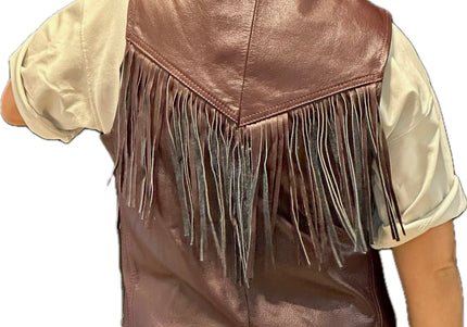 VESTE SANS MANCHES BORDEAUX EN CUIR