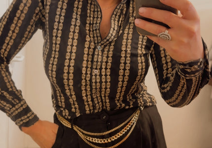 Chemise en soie vintage Céline – motif Triomphe