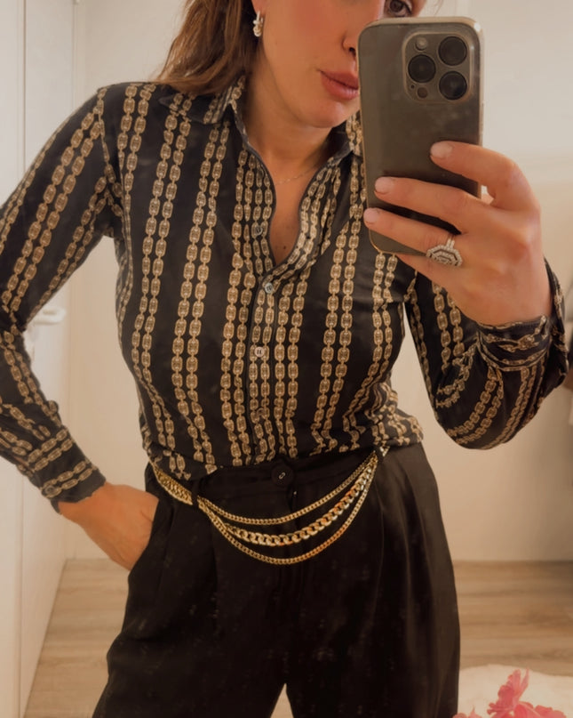 Chemise en soie vintage Céline – motif Triomphe