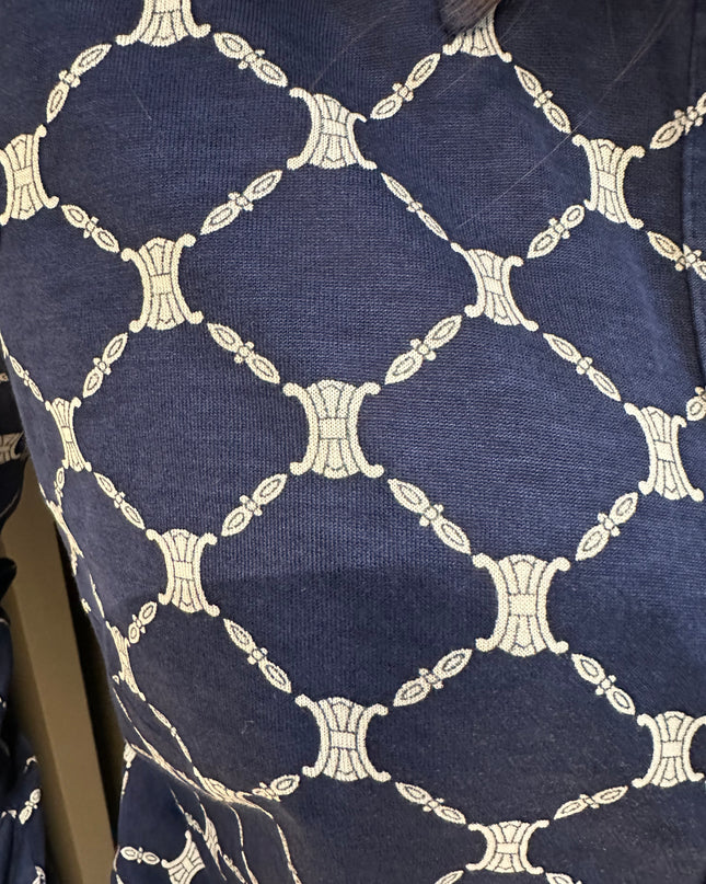 Chemisier vintage Céline – Coton bleu marine – Taille 38