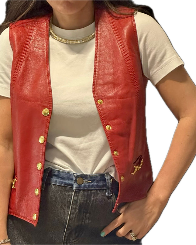 GILET EN CUIR CÉLINE