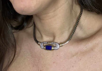 collier pierre bleu strass