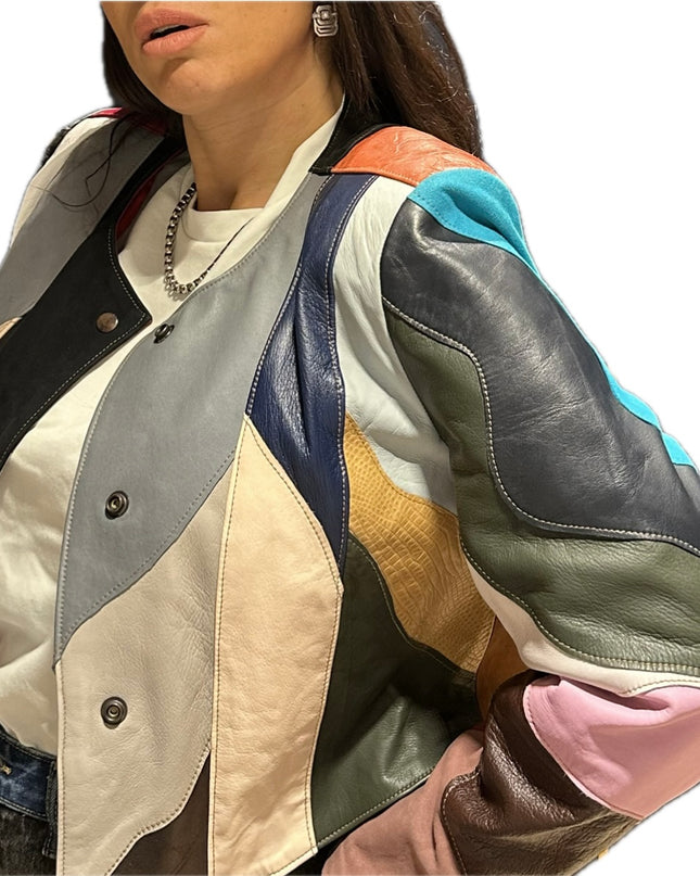 VESTE PATCHWORK EN CUIR & DAIM