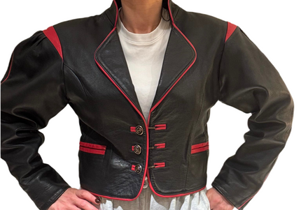 BLAZER CUIR ROUGE ET NOIR