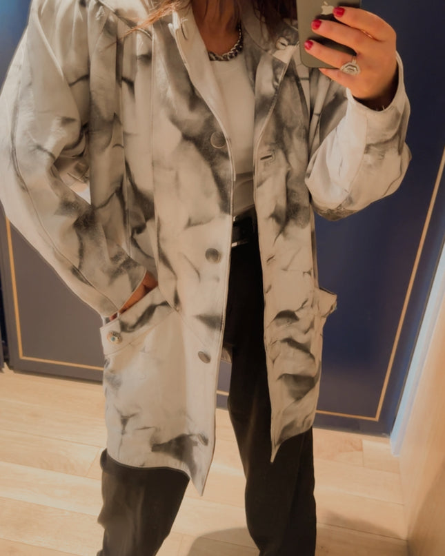 Manteau long en cuir vintage – pièce unique Tie&Dye