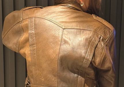 Veste Vintage en Cuir Marron – Esprit Biker – Pièce Unique