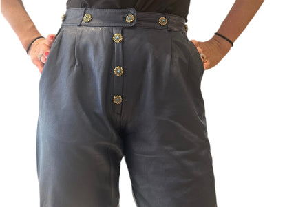 PANTALON EN CUIR BLEU MARINE CUSTOMISÉ
