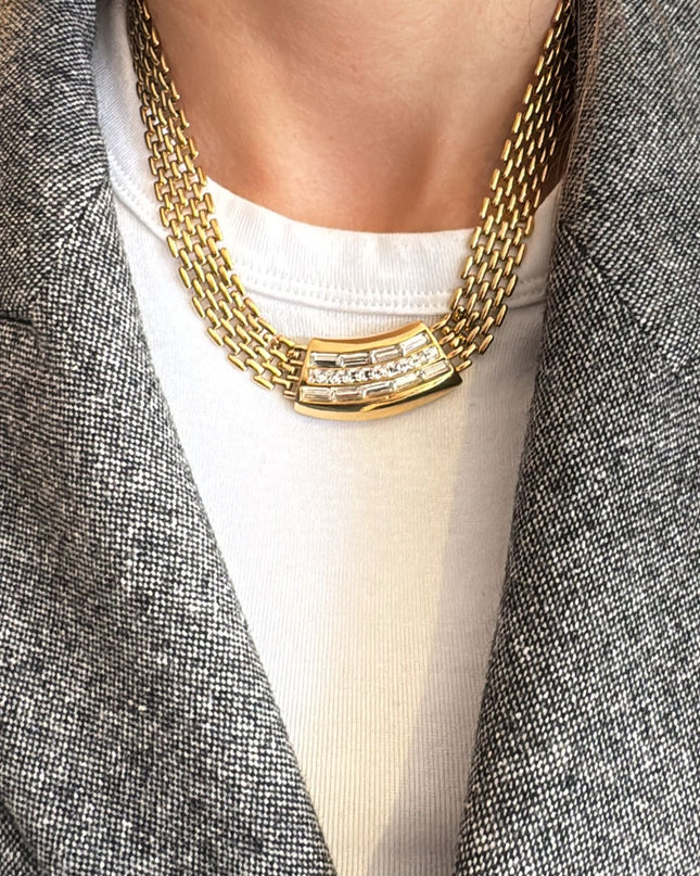 Collier vintage en mailles dorées