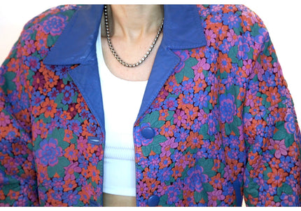 VESTE EN CUIR FLOWERS