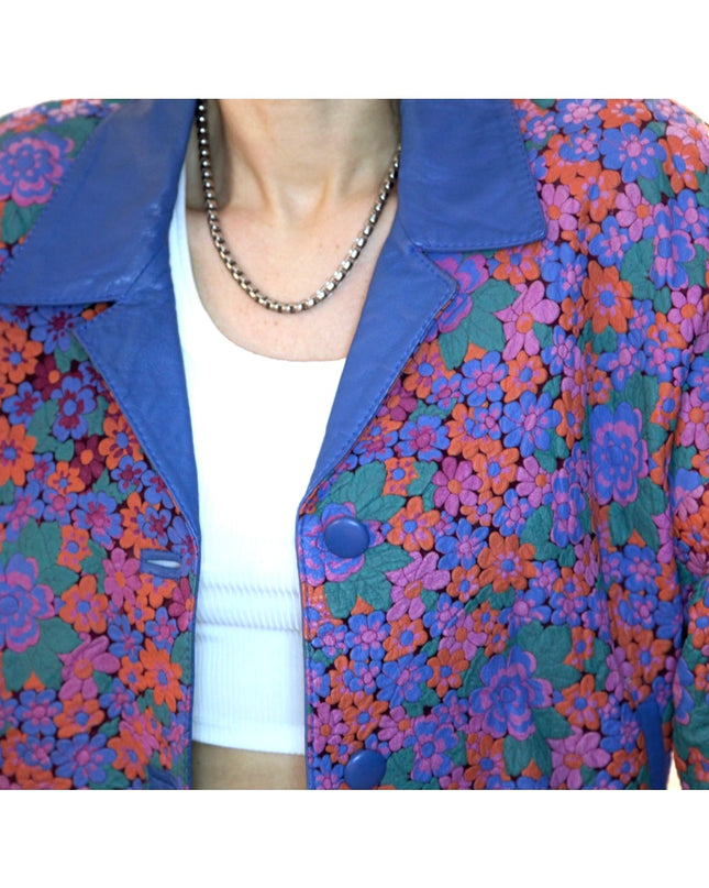 VESTE EN CUIR FLOWERS