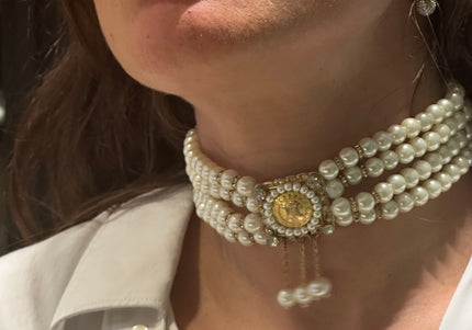 Ras de cou Ras de Cou Vintage – Bouton Céline & Perles