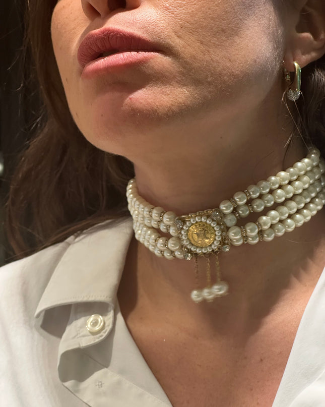 Ras de cou Ras de Cou Vintage – Bouton Céline & Perles