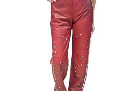Pantalon en cuir vintage customisé – Taille 36