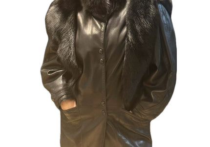 Veste vintage en cuir et fourrure – Taille unique