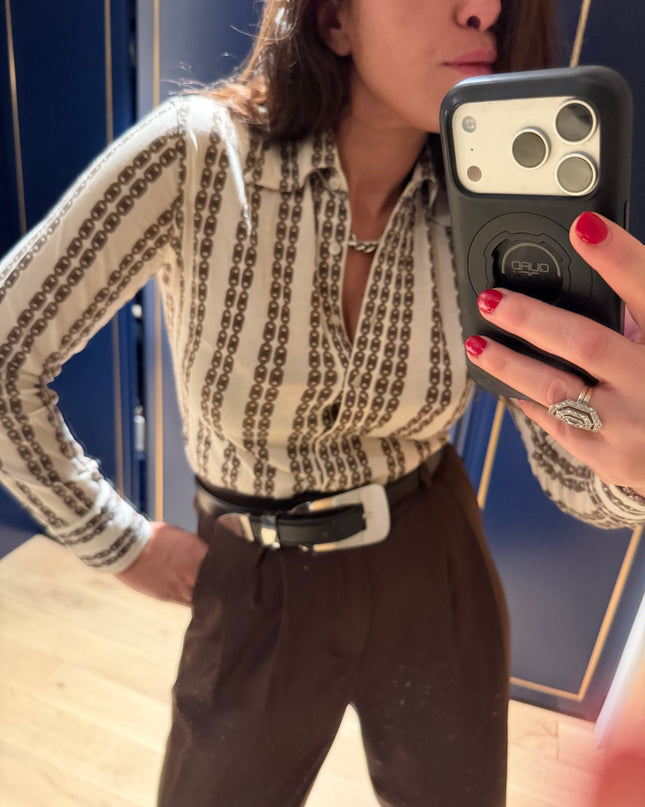 Chemise Céline vintage – logo Triomphe iconique – coton – pièce rare