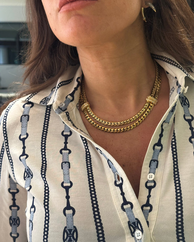 Collier vintage doré en maille tressée – Pièce d’exception