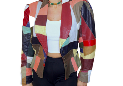 BLOUSON EN CUIR PATCHWORK